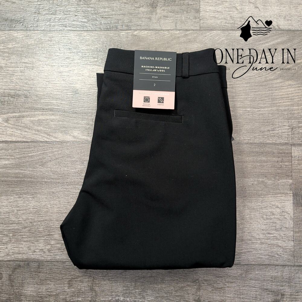 Banana Republic Ryan Italian Wool Dress Pants Black NWT Size 2 - Picture 8 of 8